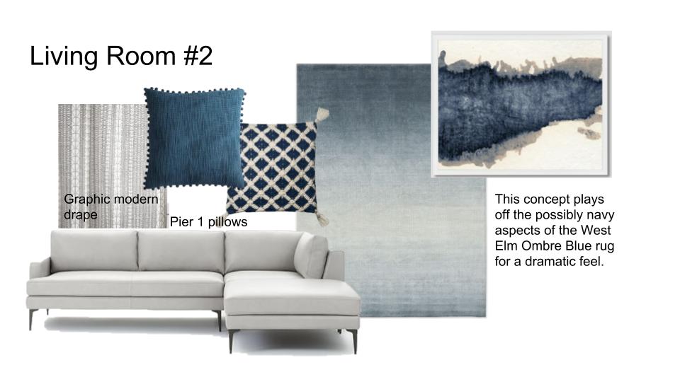 Dramatic navy living room modern sectional